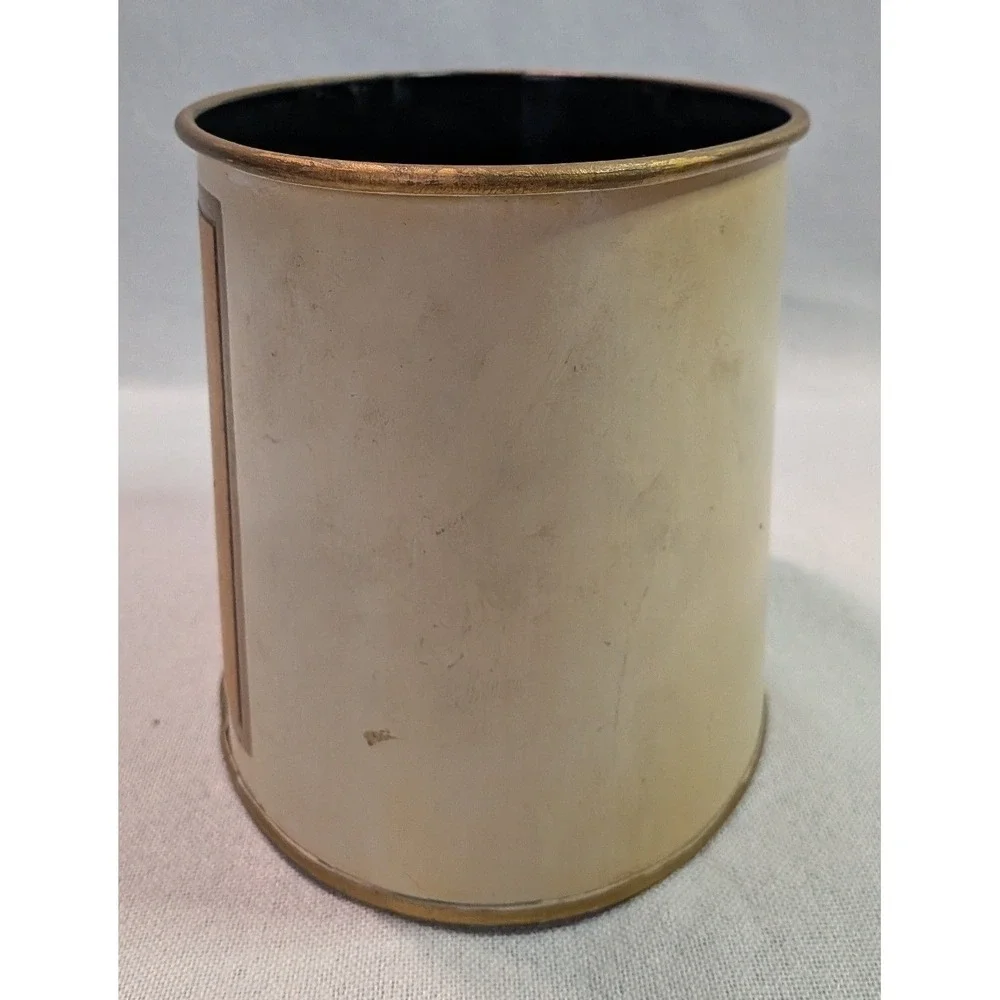 Jean Crowell Studio Wastebasket Vintage 1962 Wedding Invitation Cream Gold Good